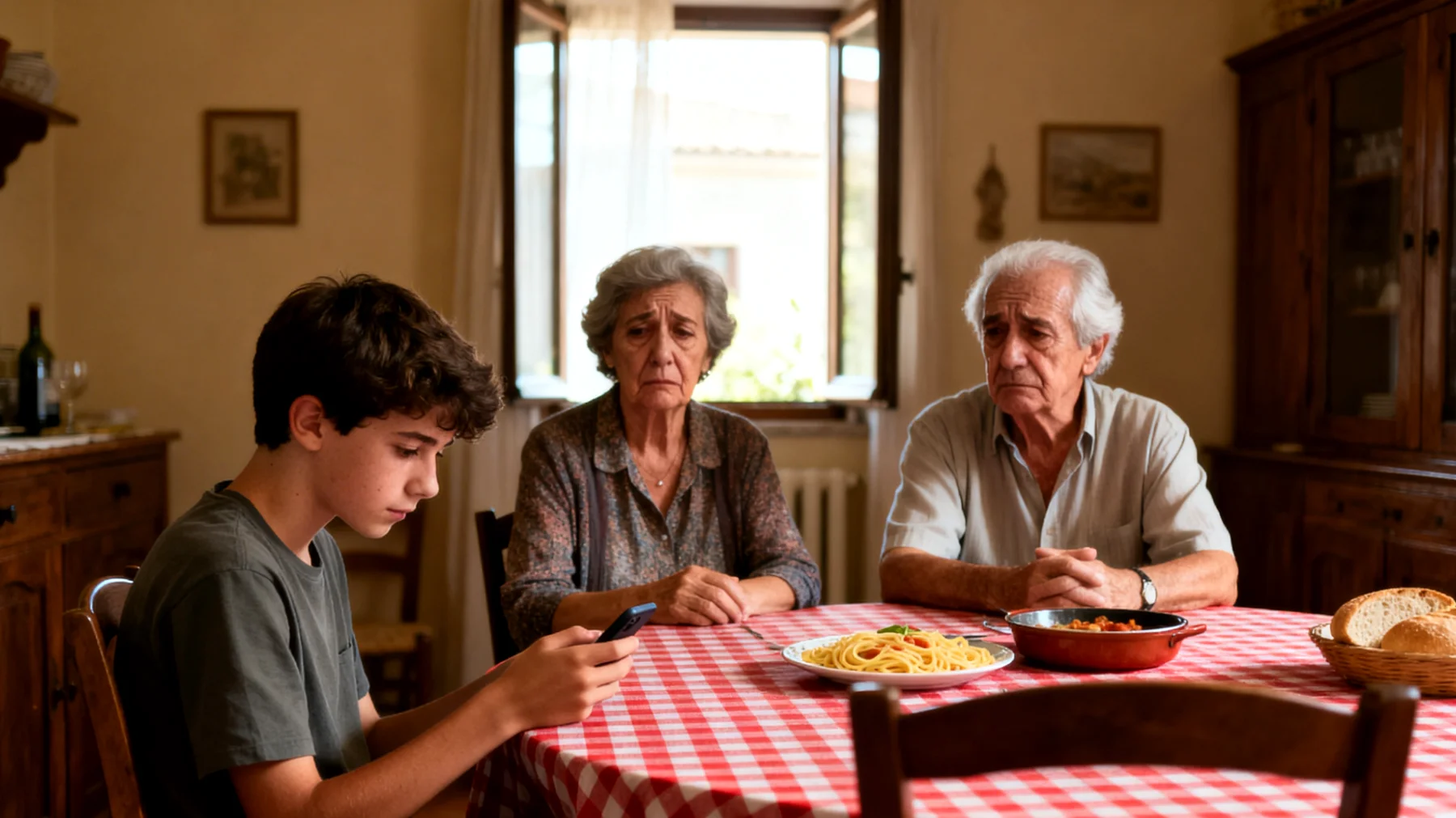 I nonni lamentano di vedere i nipoti adolescenti solo durante pranzi o cene familiari obbligate, dove questi rimangono distaccati e poco presenti, non riuscendo a creare momenti di vero scambio e connessione emotiva come facevano quando erano piccoli."